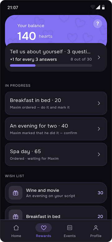 Hearts and rewards